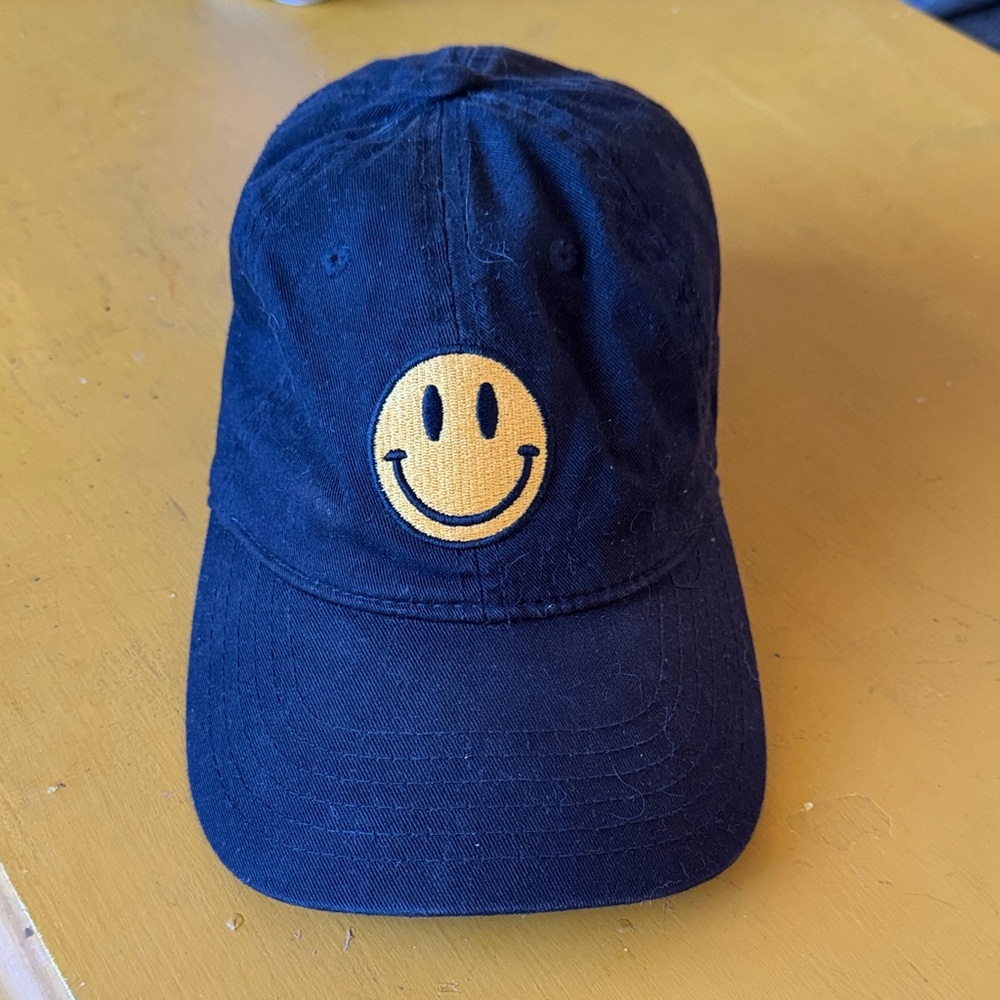 Black Cap with Yellow Smiley Face